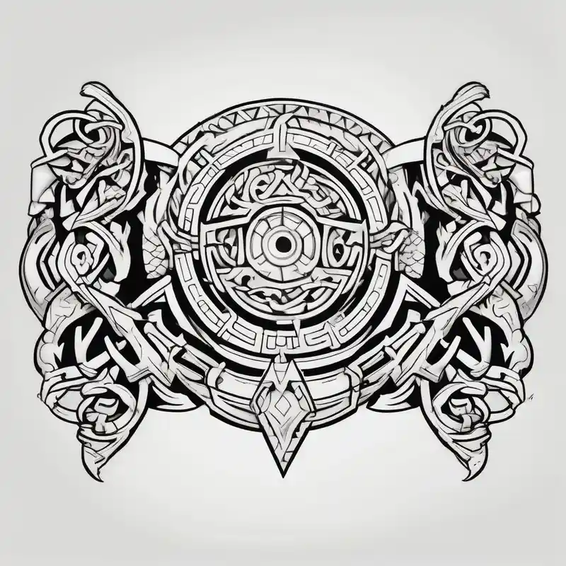 Anglo Saxon Arm bands fishing tattoos – Caricatura, Blanco y negro